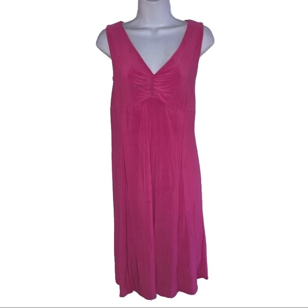 Vero Gathered Front Stretch Sleeveless Dress 14 Pink